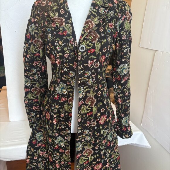 VINTAGE JOHNNY WAS Embroidered Floral 100% Cotton Jacket Overcoat Stunning XS - Picture 12 of 13
